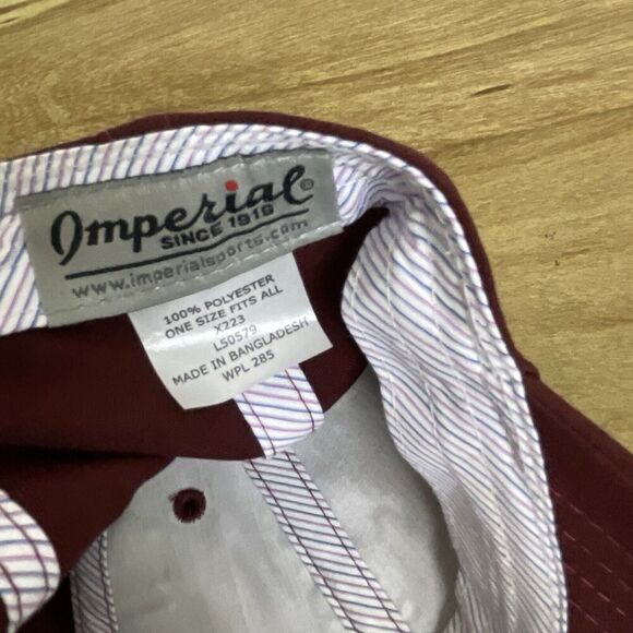 Whisper Rock Golf Hat Cap Burgundy Strapback Logo Patch Imperial Adjustable - Picture 7 of 7